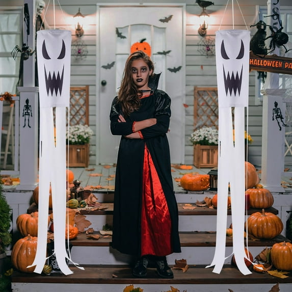 1 Pack Halloween Ghost Windsock, Halloween Ghost Flag Hanging Decorations, Wind Sock for outside, 40 Inch Flying Ghost Halloween Windsocks Outdoor for Yard Patio Garden Tree