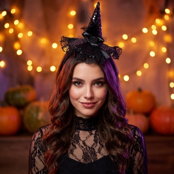 1 Pack Halloween Holiday Party Witch Hat Headbands – Assorted Costume Hair Hoops for Cosplay, Dress Up, and Festive Celebrations