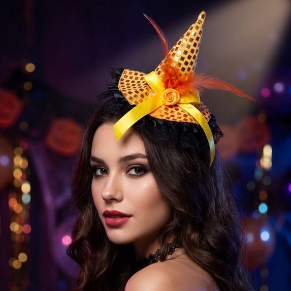 1 Pack Halloween Holiday Party Witch Hat Headbands – Assorted Costume Hair Hoops for Cosplay, Dress Up, and Festive Celebrations
