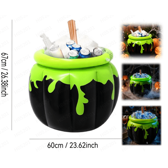 1 Pack Halloween Inflatables Witch Pot Inflatable Floating Drink Bucket,Summer Inflatables Beverage Cooler,Practical Pool Party Supplies for Indoor Outdoor Halloween & Summer Pool Theme