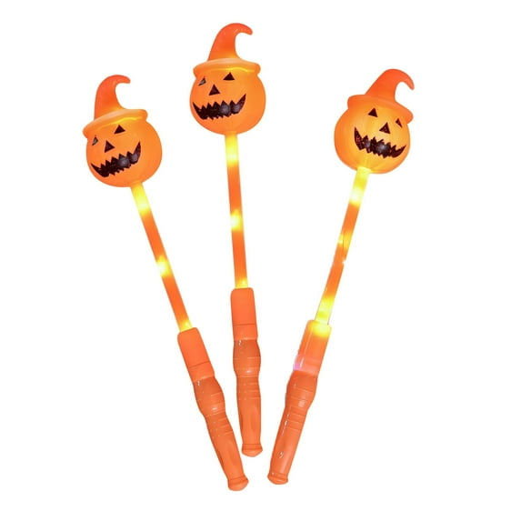 1 Pack Halloween Party Favors, Light Up Pumpkin Spinner Wand with Music, Pumpkin Spinning LED Wand for Kids, Halloween Candy Student Reward Class Prize Holiday Birthday Gifts Party Favor Supply(B)