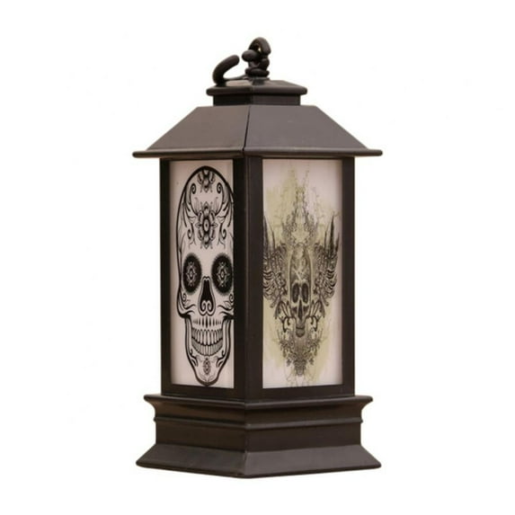 1 Pack Halloween Portable Lantern, LED Candle Halloween Lamp Lights, Spooky Witch Pumpkin Scarecrow Castle Flame Lights Hanging Night Light for Home Party Porch House Bar
