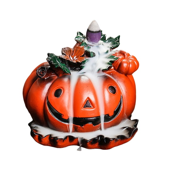 (1 Pack) Halloween Pumpkin Backflow Ornament - Ceramic Decor for Home, Party, Mantel, Desk