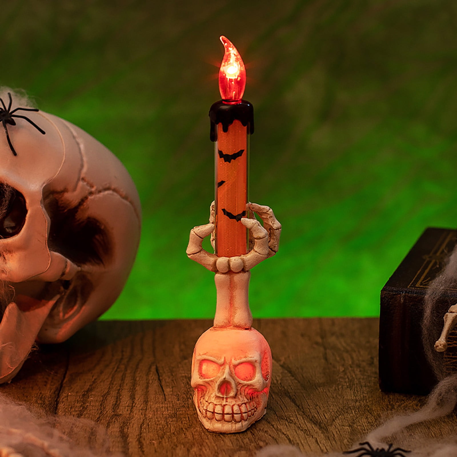 1 Pack Halloween Skull Candle Holder Light, Skeleton Ghost Hand