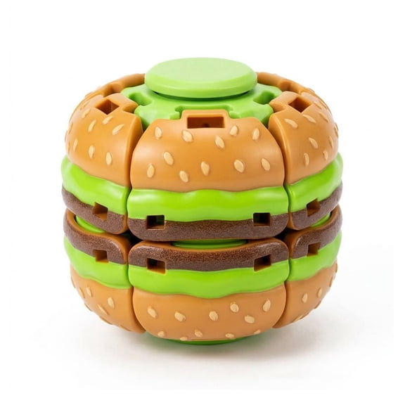 1 Pack Hamburger Fidget Spinner Balls, Press-to-Spin Mechanical Sensory Fidget Toys, Handheld Stress Relief Desk Toy