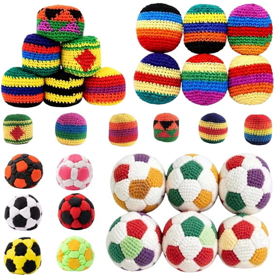 1 Pack Hand-Made Knitted Footbags, Assorted Foot Bag Crochet Kick Bags ...