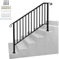 thumbnail image 1 of 1 Pack Hand Rails for Outdoor 5 Steps, Fit 4 or 5 Steps, Hand Railings for Stairs Outdoor, Wrought Iron Handrail, Outdoor Stair Railing for Concrete Steps, Outdoor Metal Hand Railing, 1 of 7