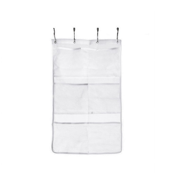 1 Pack Hanging Mesh Shower Caddy Organizer with 6 Pockets, Shower Curtain  Rod/Liner Hook Fabric Storage Bag Bathroom Door Hanger