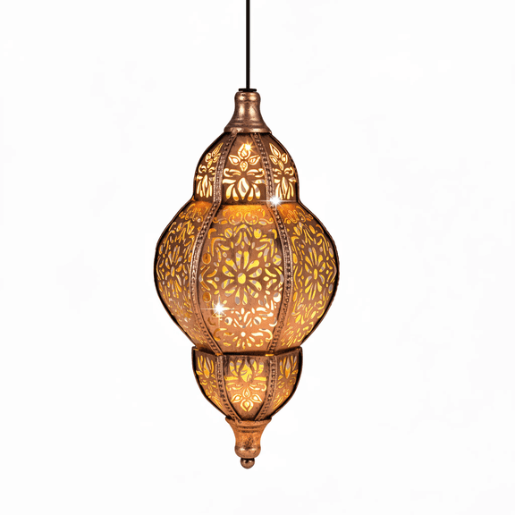 1-Pack Hanging Solar Lantern Moroccan Style Outdoor Waterproof Metal Garden Light for Patio Yard Decor, Copper