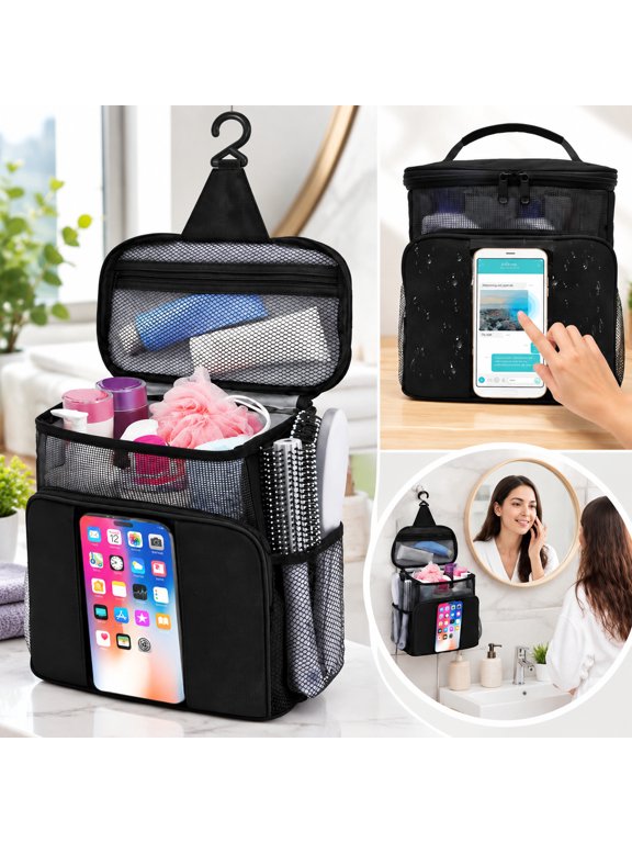 Shower Caddy Bag with Hook, Portable Mesh Organizer for College Dorm, Gym, 1 Pack