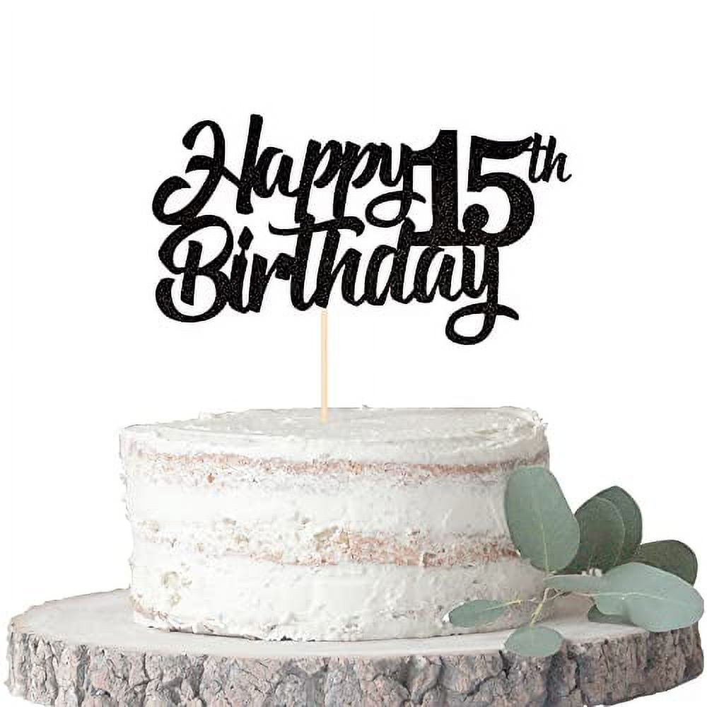 1 Pack Happy 15th Birthday Cake Topper Glitter 15th Birthday Cake Pick