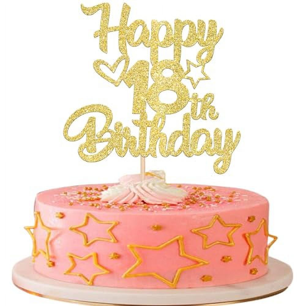 1 Pack Happy 18th Birthday Cake Topper Glitter Heart Star 18 Fabulous ...
