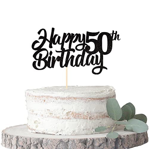 1Pc Happy 50th Birthday Cake Topper Glitter Cheers To 50 - View #6