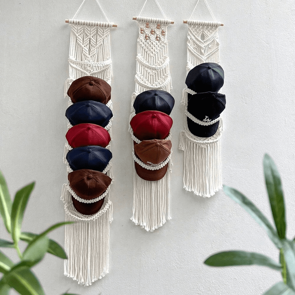 1 Pack Hat Organizer For Baseball Caps, Macrame Hat Holder For Wall ...