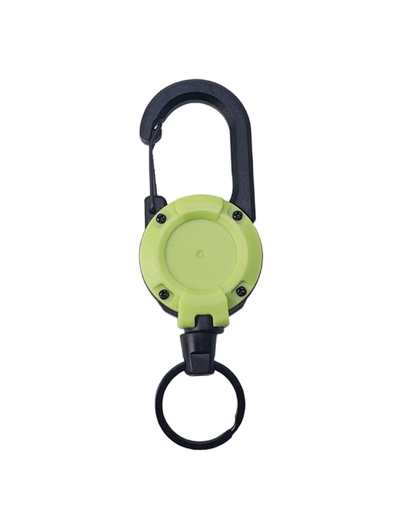 1 Pack Heavy Duty Badge Reel with Steel Cord – Retractable Keychain & ID Holder, Durable Portable Metal Belt Clip Lanyard Reel for Keys, Badges & Outdoor Work, Multicolor(Green,4.8x1.5")