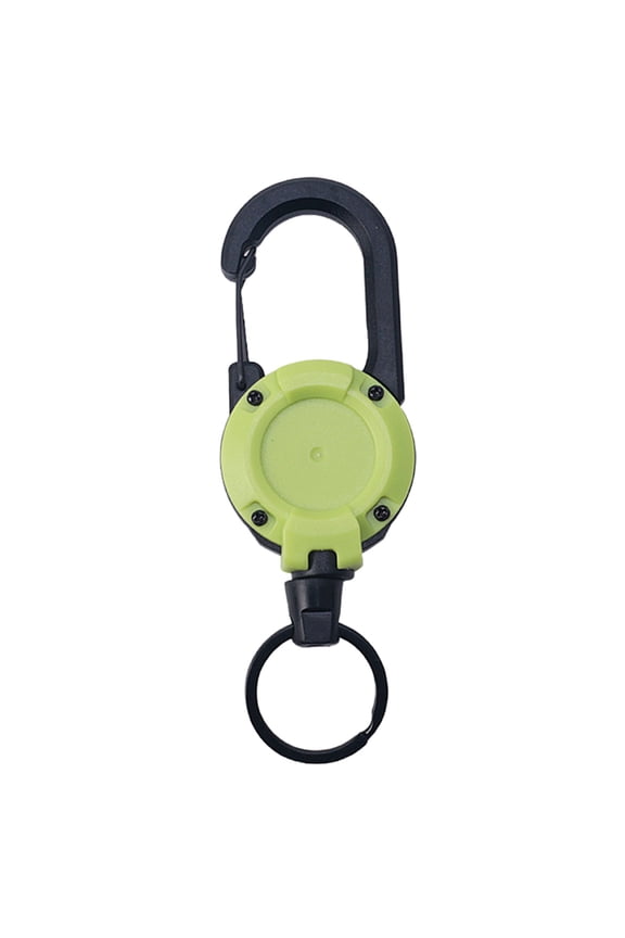1 Pack Heavy Duty Badge Reel with Steel Cord – Retractable Keychain & ID Holder, Durable Portable Metal Belt Clip Lanyard Reel for Keys, Badges & Outdoor Work, Multicolor(Green,4.8x1.5")