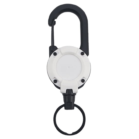 1 Pack Heavy Duty Badge Reel with Steel Cord – Retractable Keychain & ID Holder, Durable Portable Metal Belt Clip Lanyard Reel for Keys, Badges & Outdoor Work, Multicolor(White,4.8x1.5")