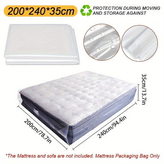 1-Pack Heavy Duty Mattress Bag, Extra Large PE Furniture Cover, Moving & Storage Protector for Beds, Sofas, Couches (70.87"x94.49" / 78.74"x94.49"), Durable Plastic Mattress Encasement