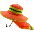 thumbnail image 1 of 1-Pack Hi-Vis Reflective Work Safety Boonie Wide Brim Hat High Visibility Orange Cap Neck Flap, 1 of 4