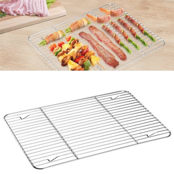 1 Pack High Strength Roasting Racks,Rectangle Baking Rack,QZS Stainless Steel Grid Wire Rack,Kitchen Nonstick Net Rack for Cooking Roasting Drying,BBQ Camping Supplies 9"x 7"