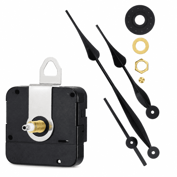 1 Pack High Torque Long Shaft Clock Movement, 12 Inch Black Spade Hands Mechanism