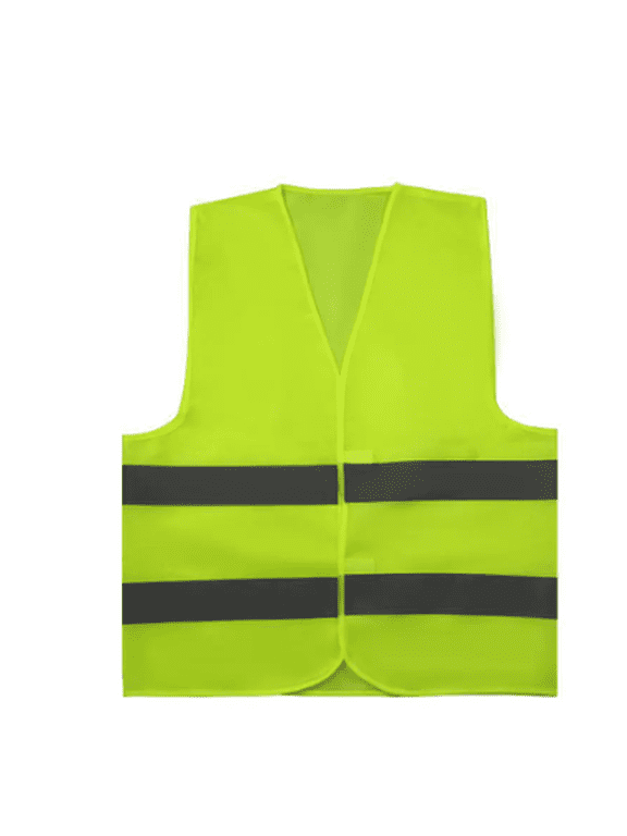 1 Pack High Visibility Safety Vest for Traffic Work, Running, Surveyor and Security Guard - Construction Vest with 2 Reflective Strips, Made from Breathable and Neon Yellow Mesh Fabric