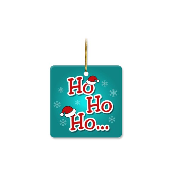 1 Pack - Ho! Ho! Ho! Classic Porcelain Ceramic Christmas Ornament - 2.85 Inch Square