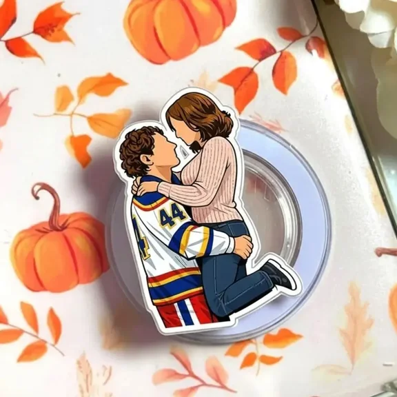 1 Pack Hockey Couple Phone Grip, Personalized Jersey Number Phone Grip, Romantic Sports Themed Phone Stand, Custom Gift for Hockey Fans