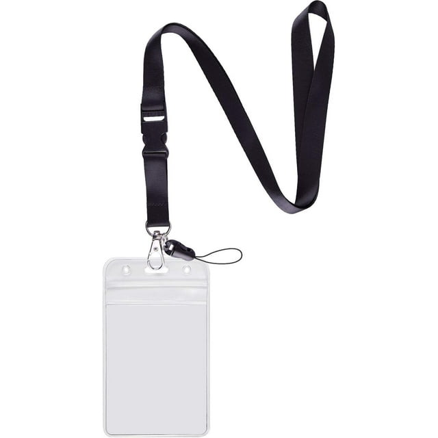 1 Pack ID Badge Holder with Black Lanyards Neck Strap Detachable Buckle