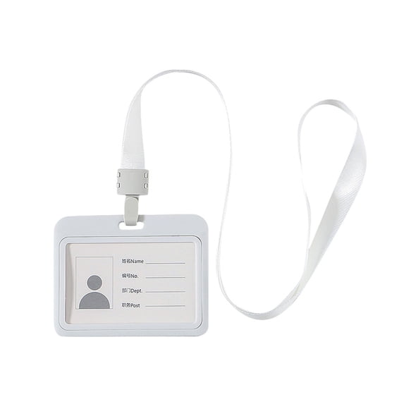 1 Pack ID Badge Holder, Transparent PVC Horizontal Card Case with Double-Sided Window, Hard Plastic Name Tag Holder with 18 inch Lanyard, Case Protector for ID Credit Card, Proximity Key Card, 3x4 in