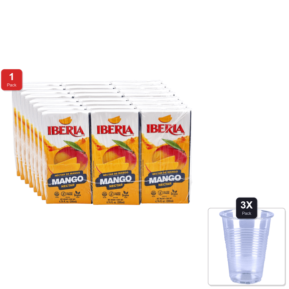 1 Pack | Iberia Mango Nectar, 6.8 Fl Oz (Pack Of 24) & 3x Disposable Cup