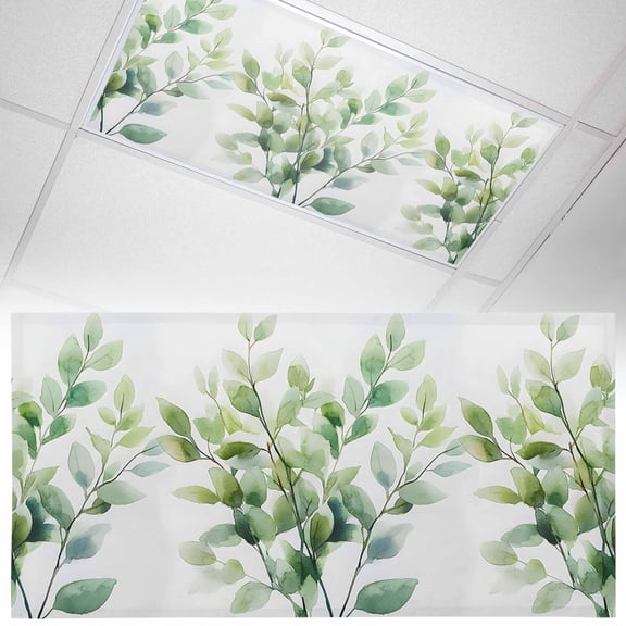 1 Pack Impressionist Style Fluorescent Light Covers for Ceiling Lights Modern Style Green Breach Magnetic Ceiling Light Covers Overhead Light Filters for Office Classroom Home