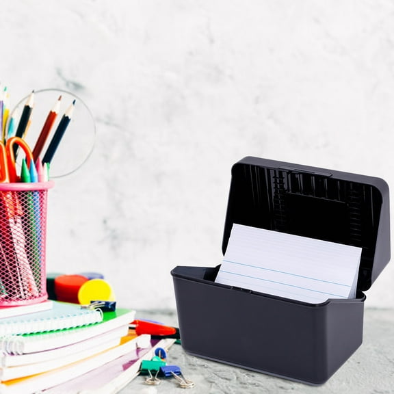 1 Pack Index Card Case Holder Multi-purpose Plastic Organizer Holder for Notecard Recipes Business Card, Black