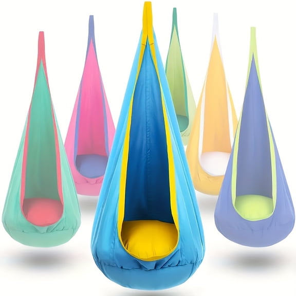 1-Pack Indoor/Outdoor Pod Swing Seat - 176lbs Capacity, Inflatable Pillow & Pocket, Complete Hardware Kit, Holiday Decor