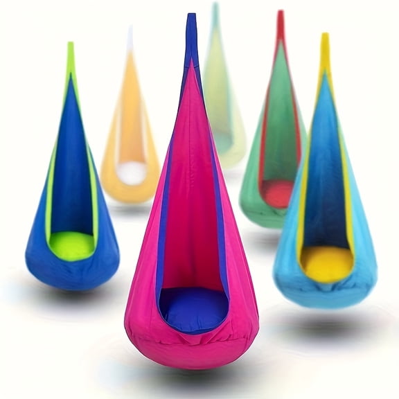 1-Pack Indoor/Outdoor Pod Swing Seat - 176lbs Capacity, Inflatable Pillow & Pocket, Complete Hardware Kit, Holiday Decor