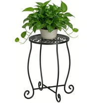 1 Pack Indoor Outdoor Side Table, Weather Resistant Black Metal Side Table for Patio Balcony Yard Porch Garden, Plant Stand for Indoor Outdoor Use