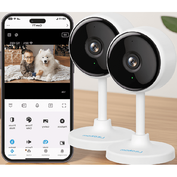 1 Pack Indoor Security Camera, 2K WiFi Home Camera with Night Vision, Motion Detection, 2-Way Audio, Alexa Compatible