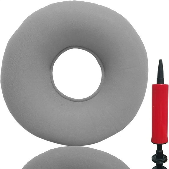 1 Pack Inflatable Ring Cushion,Portable Donut Cushion Seat,Hemorrhoid Seat Pillow,Round Wheelchairs Seat Cushion with Air Pump,for Tailbone Pain,Bed Sores (15" Gray)