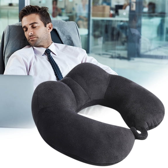 1 Pack Inflatable Travel Pillow for Airplanes Inflatable Neck Pillows Soft Flight Pillow for Traveling, Airplane, Train, Car, Office