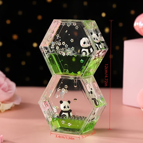 1 Pack Innovative 3D Panda Figurine That Floats in Acrylic Liquid Sand, Perfect for Relieving Boredom on Your Desk in The Office, Bedroom, Or Living Room