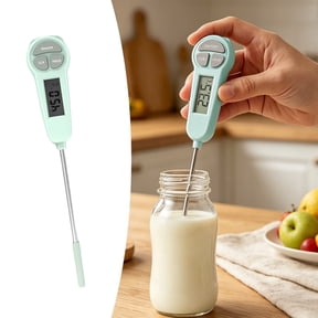 1-Pack Instant Read Digital Kitchen Thermometer, Fast Accurate Meat Probe for Cooking Baking Candy Making, Waterproof Backlit LCD Display with Battery, Fresh Green Color for Home Chef, By Harlik