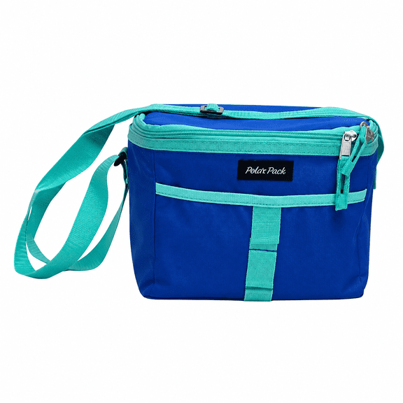 1 Pack Insulated 6 Can Cooler Bag with Adjustable Shoulder Strap Front Mesh Pocket and Secure Zipper Closure for Travel Work Picnics and Outdoor Activities, Blue