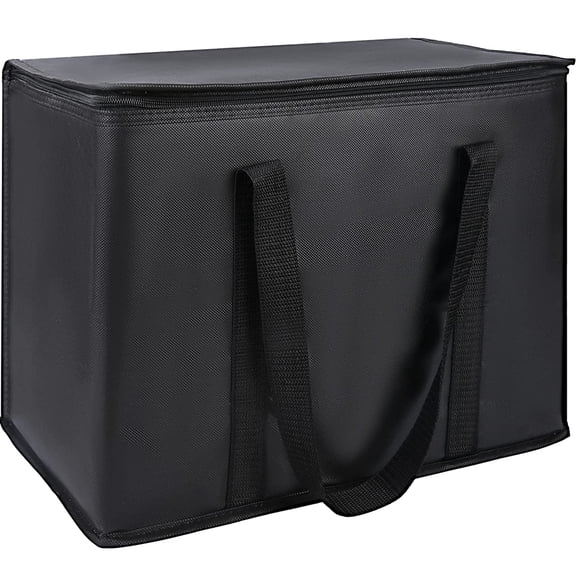 1-Pack Insulated Reusable Grocery Bags, X-Large Insulated Food Delivery Bag for Drivers/Catering/Rideshare, Commercial Food Warmer for Shopping, Tote Cooler Bags, Black