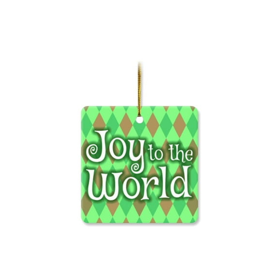 1 Pack - Joy To The World Classic Porcelain Ceramic Christmas Ornament - 2.85 Inch Square