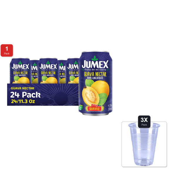 1 Pack | Jumex Guava Nectar Juice - Made With Fresh Fruit Puree From Concentrate 11.3Oz, Pack Of 24 & 3x Disposable Cup