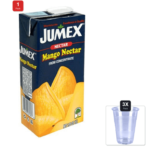 1 Pack | Jumex Mango Multiserve Drink Box 33.8 Oz & 3x Disposable Cup