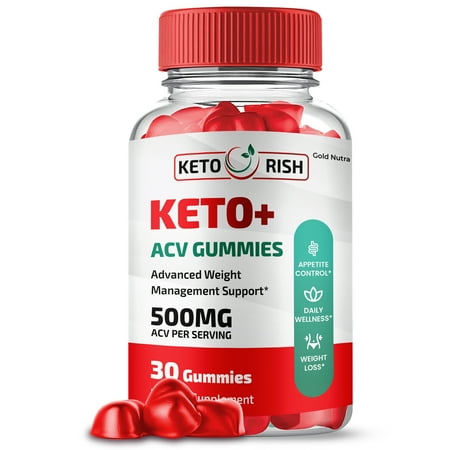(1 Pack) Keto Rish ACV Gummies, Official Keto Rish for Men and Women Apple Cider Vinegar Ketosis Energy, 1 Month Supply