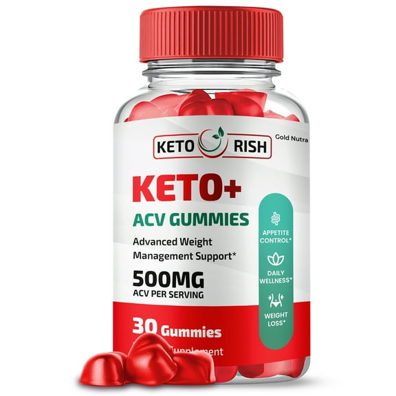 (1 Pack) Keto Rish ACV Gummies, Official Keto Rish for Men and Women Apple Cider Vinegar Ketosis Energy, 1 Month Supply