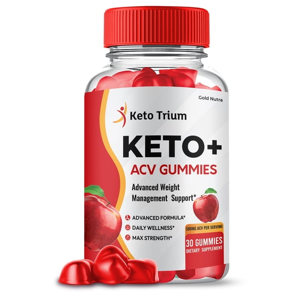 (1 Pack) Keto Trium ACV Gummies, KetoTrium +Apple Cider Vinegar, Max Strength, 1 Month