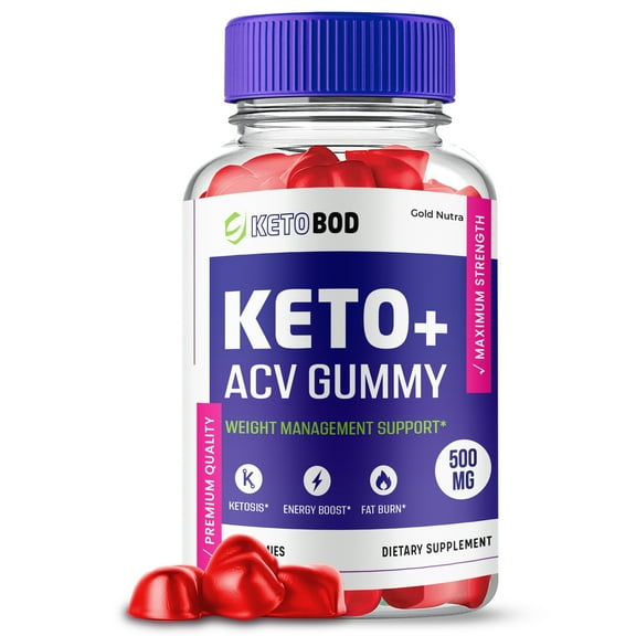 (1 Pack) KetoBod ACV Gummies, Apple Cider Vinegar, Max Strength, 1 Month Supply Dietary Supplement, Made in USA